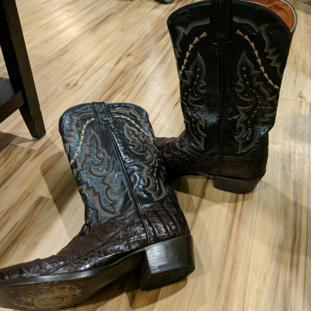 Geunine Chocolate Caiman Cowboy boots